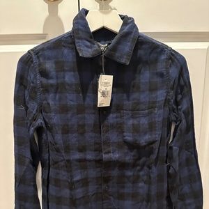 Joe's Jeans Button Down Plaid HENNY Shirt Blue/Black - brand new with tags!